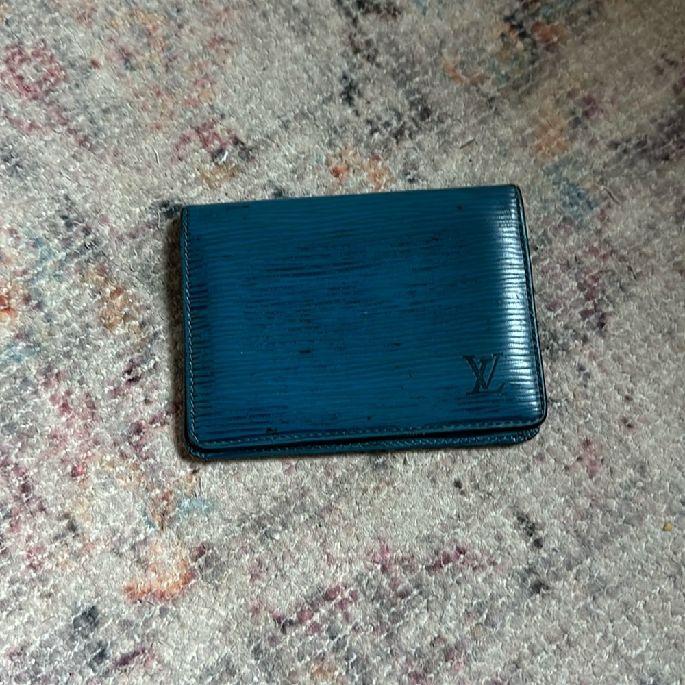 Blue Louis Vuitton ID card holder. In used condition